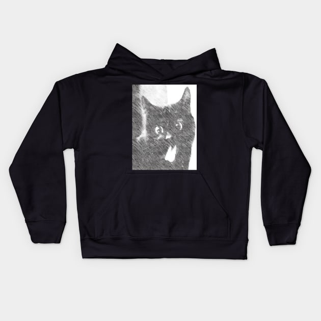 black cat Kids Hoodie by Banyu_Urip